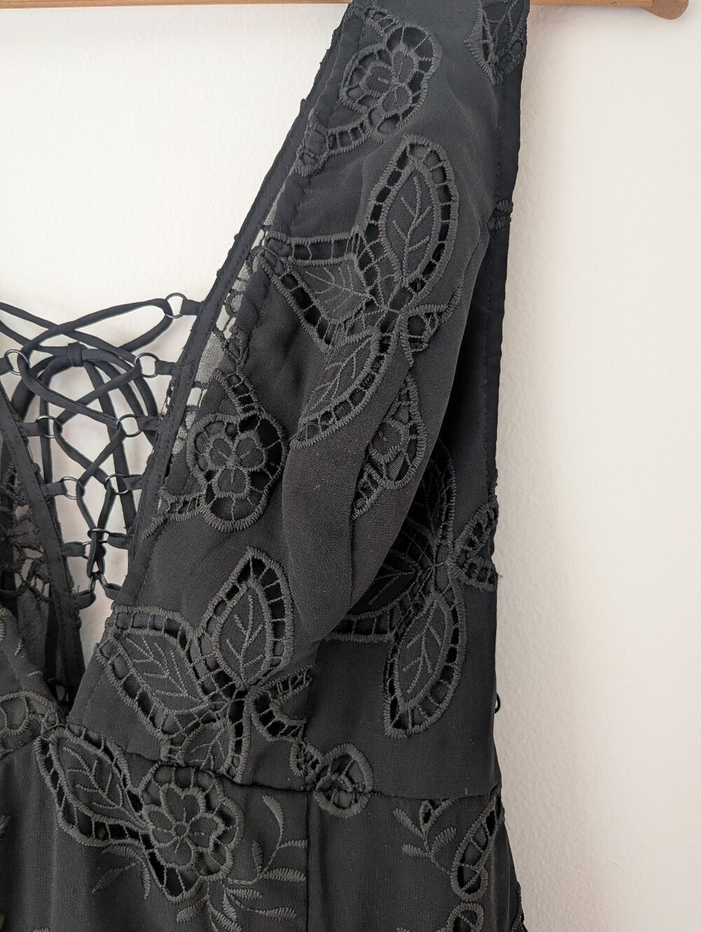 NWT! Free People Catalina Broderie Anglaise Black Lace Maxi Dress Size 6 - Picture 6 of 12